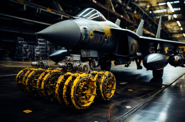 F16 moderne airfighter in hangar Vliegtuigen militaire straal