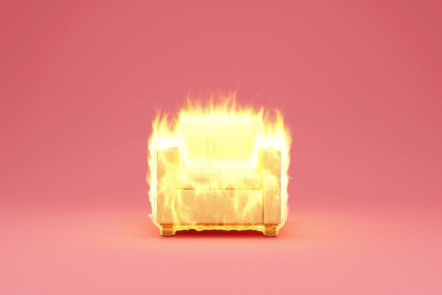 Fabric Armchair in Fire Flame on pink