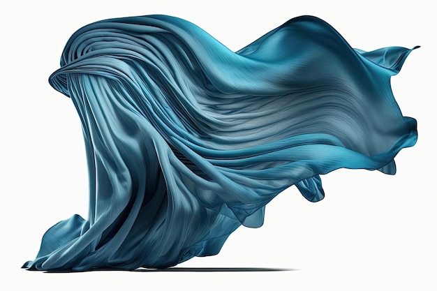 Ткань, текущая по ветру Текстильная волна, летящая в движении, изолированная на белом фоне