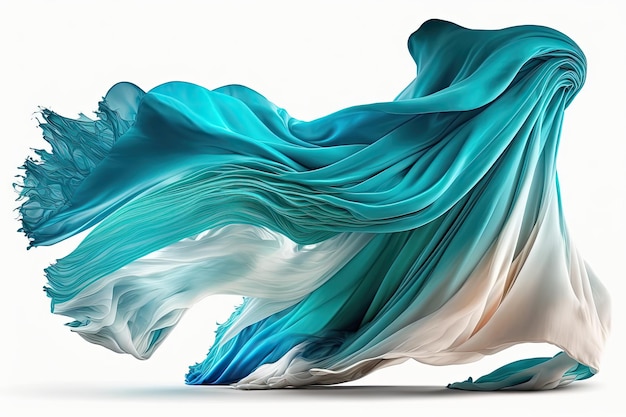 Fabric Cloth Flowing on Wind Textile Wave Flying In Motion Isolated over White background