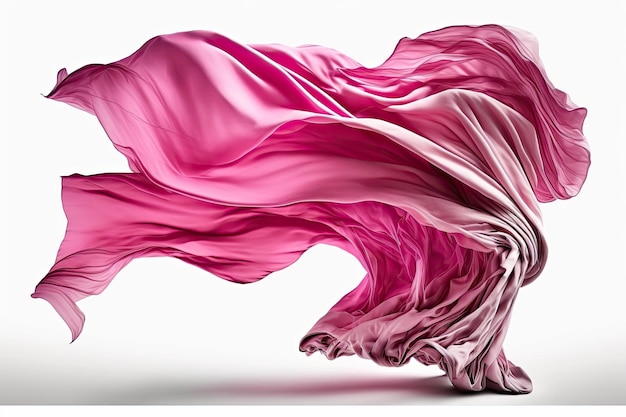 Ткань, текущая по ветру Текстильная волна, летящая в движении, изолированная на белом фоне