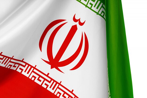 Fabric flag of Iran close up