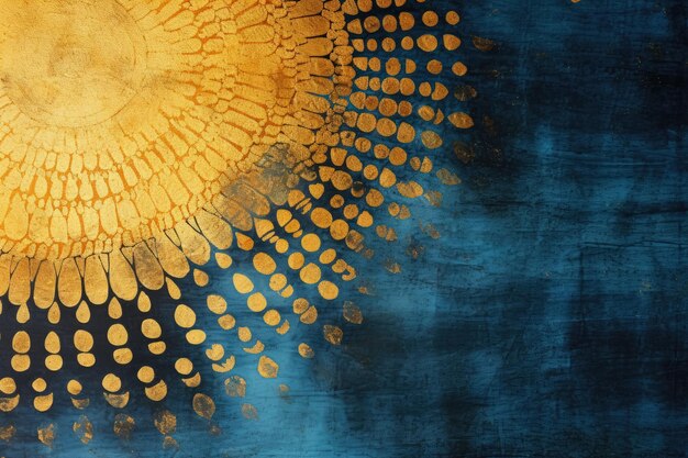 Fabric Painting Gold on Blue Texture Blue Textile Gold Pattern Shimmer Metallic Ink Blend Splash