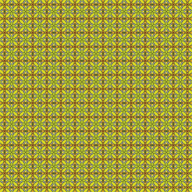 The fabric pattern is used as a background in yellow tones.