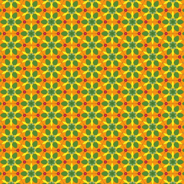 The fabric pattern is used as a background in yellow tones.