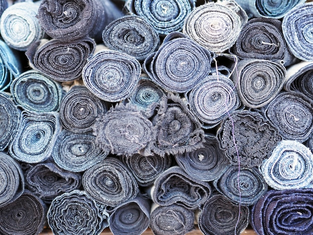 Fabric rolls blue colors backgrounds     