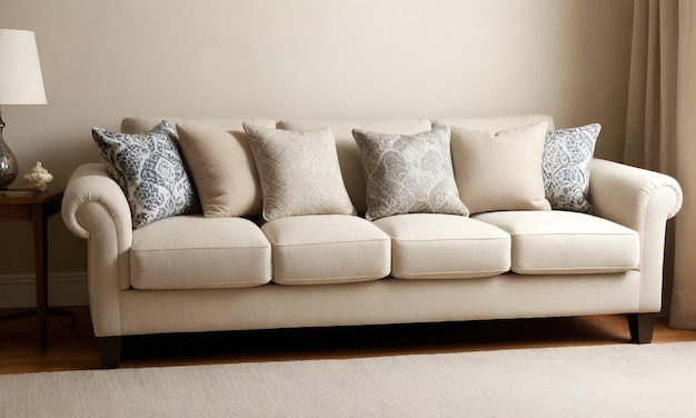 fabric sofa with pillows home interior