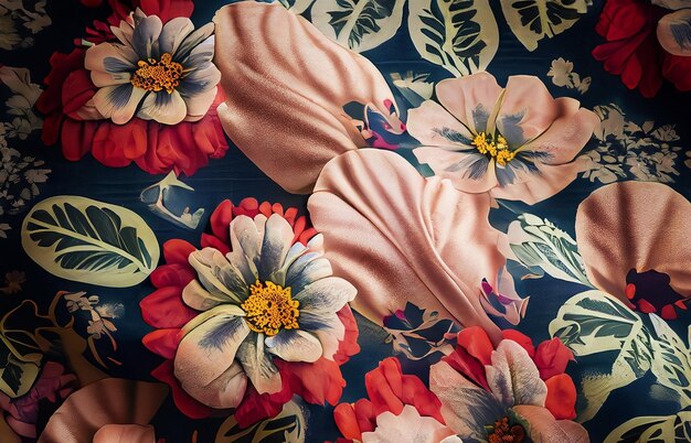 Fabric textile background with a floral print