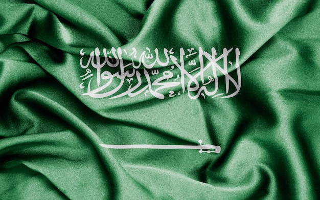 Photo fabric texture curved flag of saudi arabia