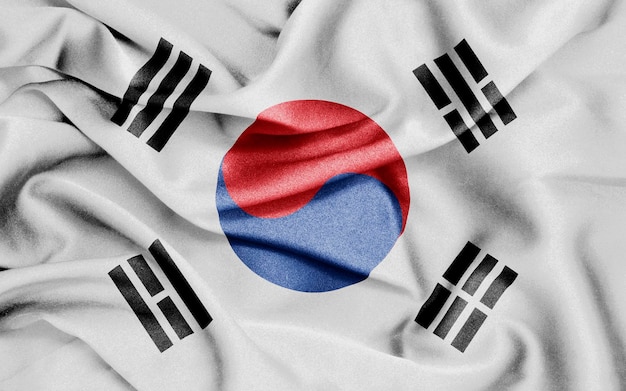 fabric texture curved flag of south korea