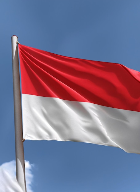 Fabric texture flag of indonesia waving in the wind generative ai