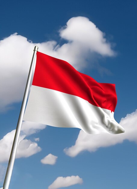 風になびくインドネシアの生地テクスチャ旗生成ai