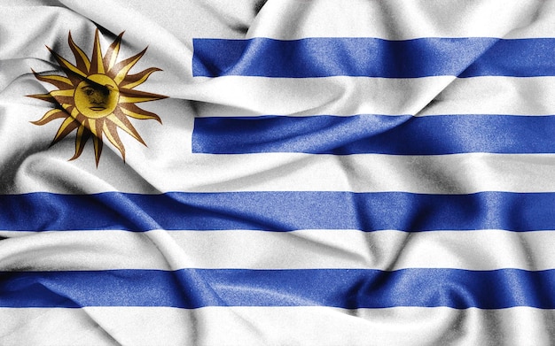 fabric texture flag of uruguay. 3d illustration