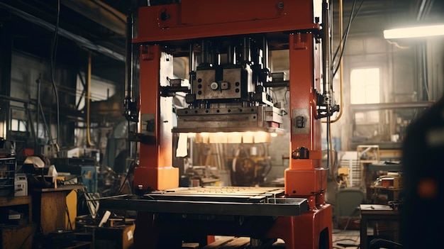 Fabricator Operating Hydraulic Press