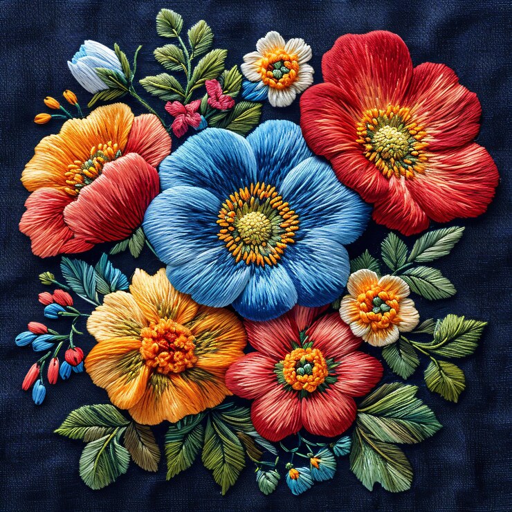 fabricVector illustration embroidery style
