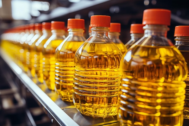 Fabrieksproductielijn voor het efficiënt vullen van flessen met geraffineerde zonnebloemseedolie