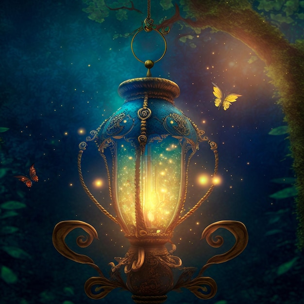 Сказочное изображение светильника в стиле фэнтези