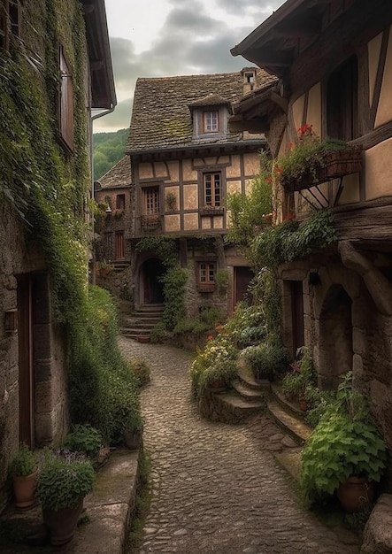 Сказочная средневековая деревня в долине