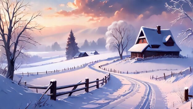 壮大な冬の風景 神秘的な田舎