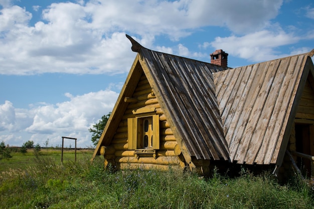 A fabulous wooden house in the green grass Ulyanovsk