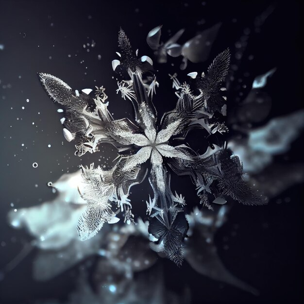 Photo fabulously beautiful winter snowflakes closeup generative ai