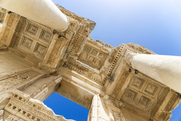 Facade of ancient Celsius Library in Ephesus, Turkey