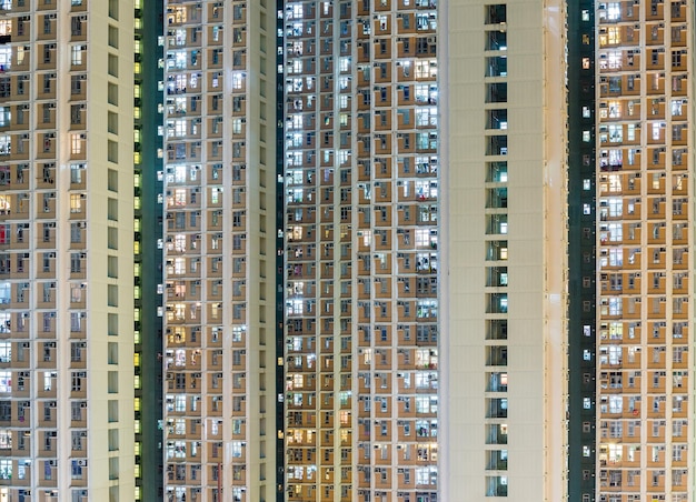 Facade of building at night