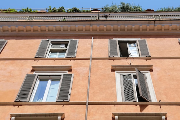 Facade of Building in Rome Italy