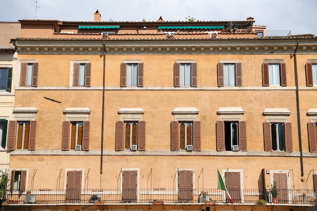 Facade of a Building in Rome Italy