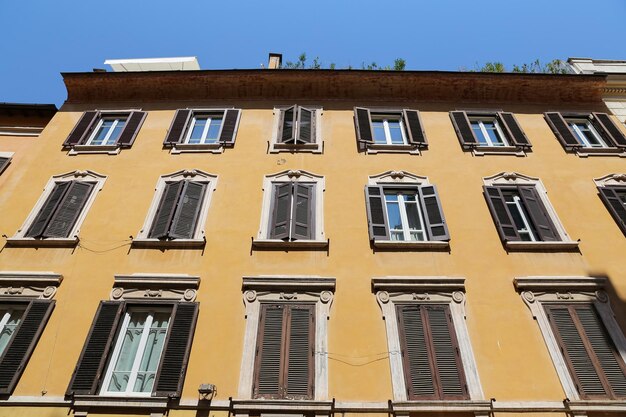 Facade of Building in Rome Italy