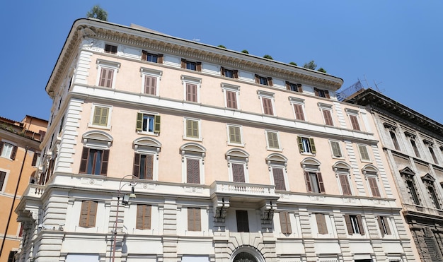 Facade of a Building in Rome Italy