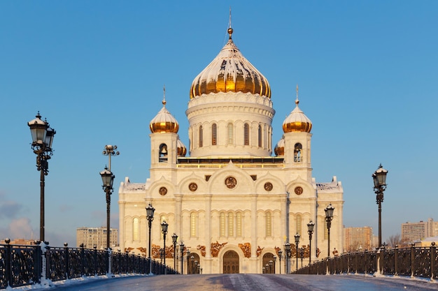 Facade of Cathedral of Christ the Saviour in Moscow