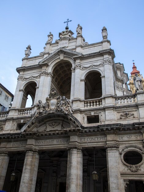 facade of Church of Santissima Annunziata in historic centre of Turin Piedmont in north Italy