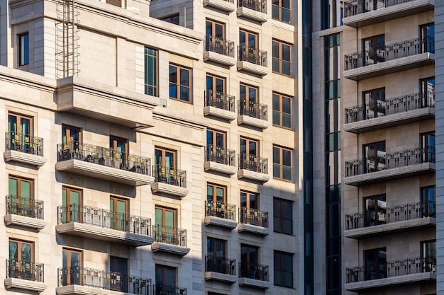 The facade  in elite modern residential complex  . Modern architecture