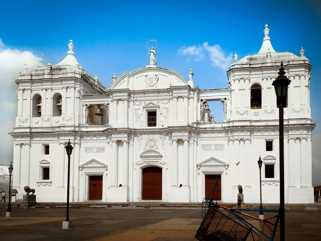 Facade of historic building against sky