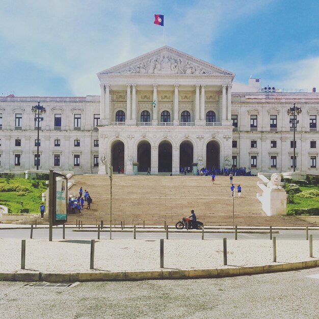 Facade of historical building against sky