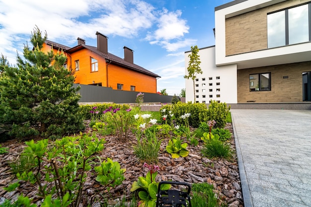 Facade of the house New concrete building Modern architecture