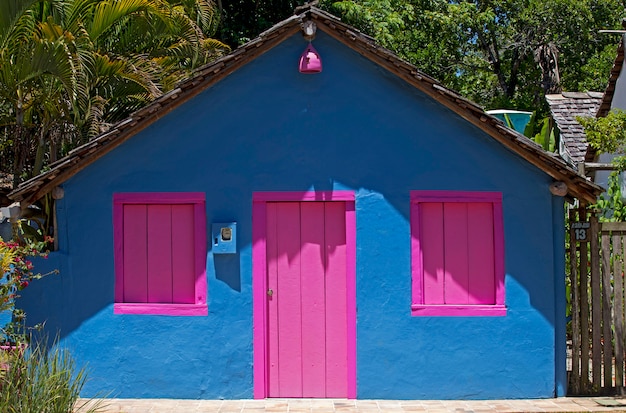 Photo facade of houses of qadrado square, bahia