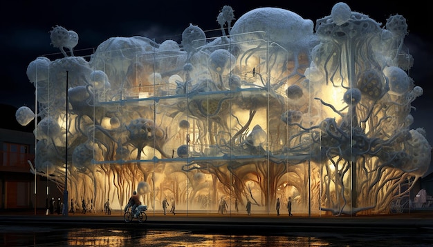 facade made of biological material insanely detailed