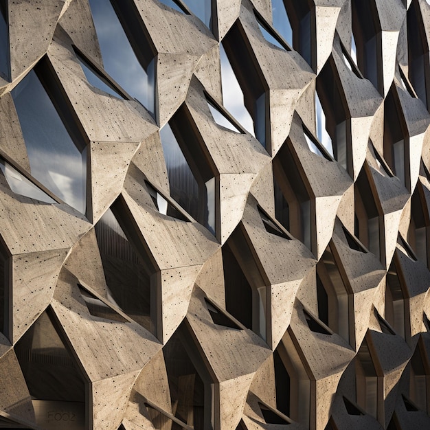 facade made of precast concrete and wood panel