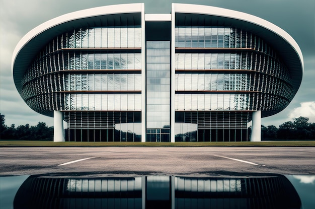 Facade of a modern building concept with glass panels