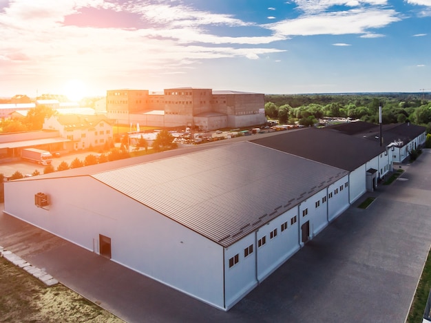 Facade of a modern commercial factory warehouse