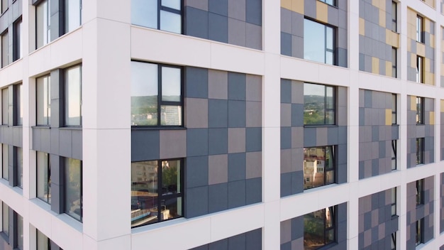 Facade of modern office or residential building drone video