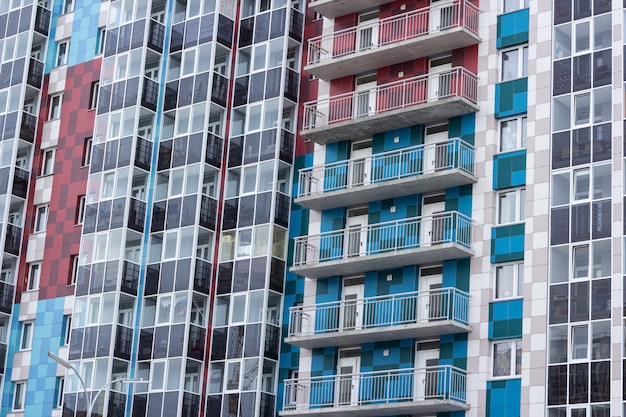 Facade of a multi-storey building. Fragment.