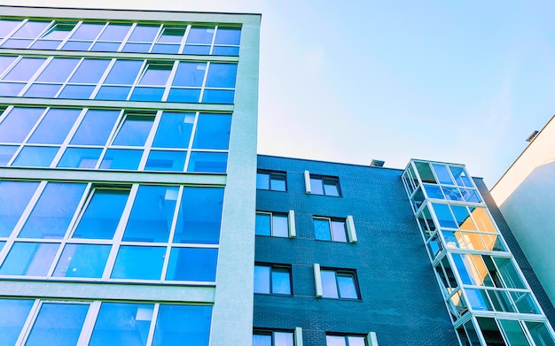 Facade of new apartment residential building