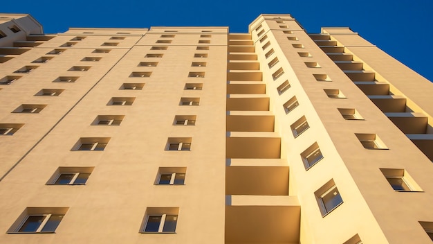 Facade of a new multi-story residential building