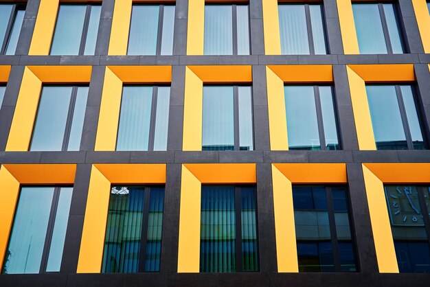 Facade of office building with windows