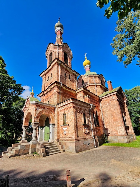 Facade of the orthodox church in Kuldiga Latvia