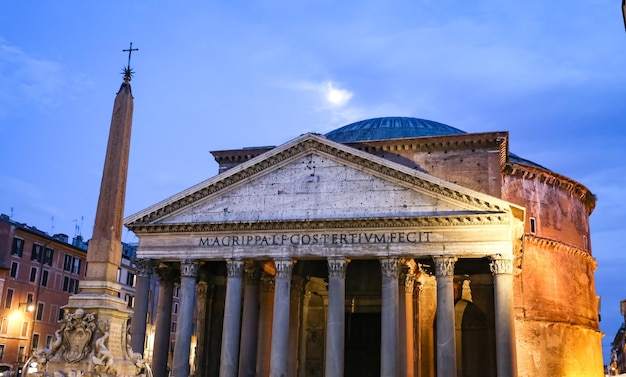 Facade of Pantheon in Rome Italy