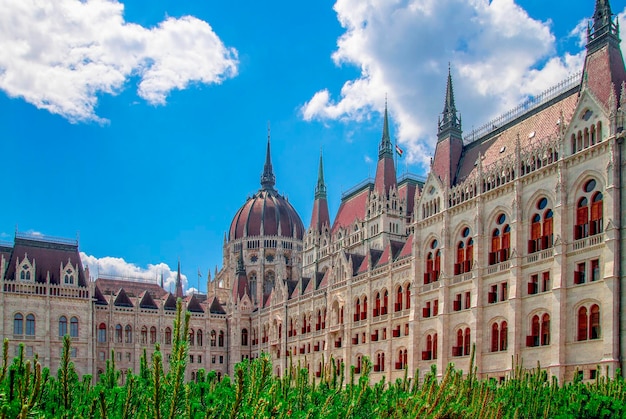 Facade of the parliament building in budapest hungary